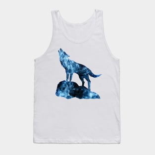 Howling Wolf blue sparkly smoke silhouette Tank Top